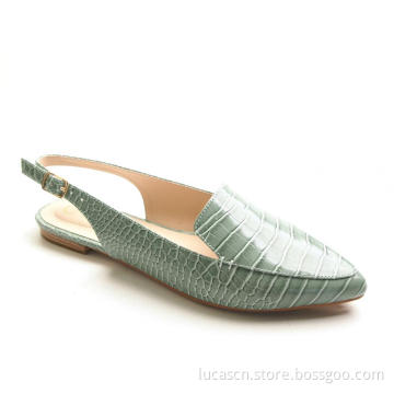 Frauen geschlossene spitze Zehenschnalle Slingback Flat